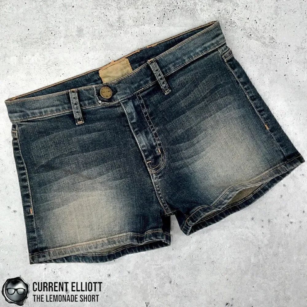 CURRENT ELLIOTT LEMONADE JEAN SHORTS SUN-FADED DENIM MINI SHORTS SIZE 24 / 0 NEW